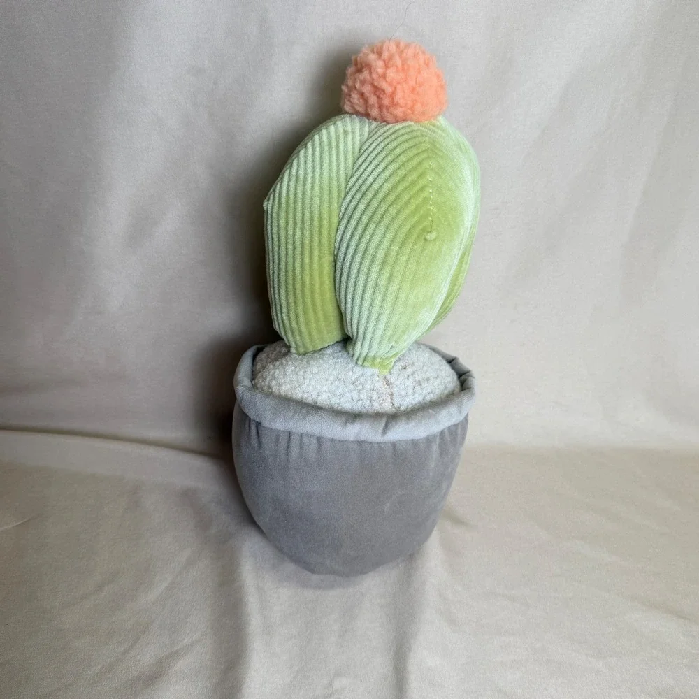 Smoochy Pals Cactus Plush Soft Squishy Green Corduroy Desert Plant Toy Grey Pot